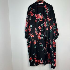 Victoria’s Secret 100% Silk Boho Floral Satin Duster Robe Womens FairyCore